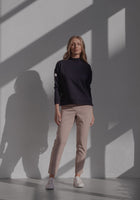 Dámská mikina High neck z biobavlny s rozparky - loose fit