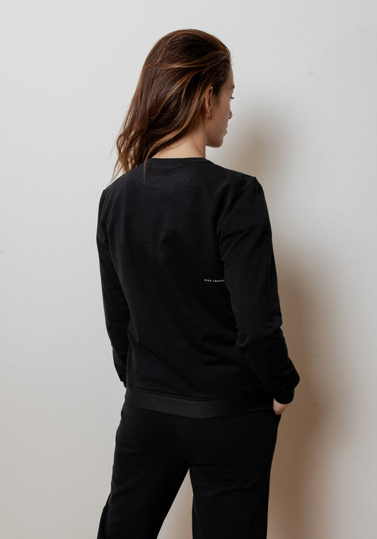 Women sweatshirt organic cotton Black brushed - regular update