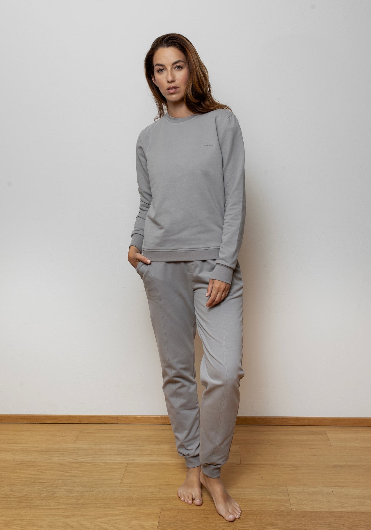 Women sweatshirt organic cotton Gray brushed - regular update