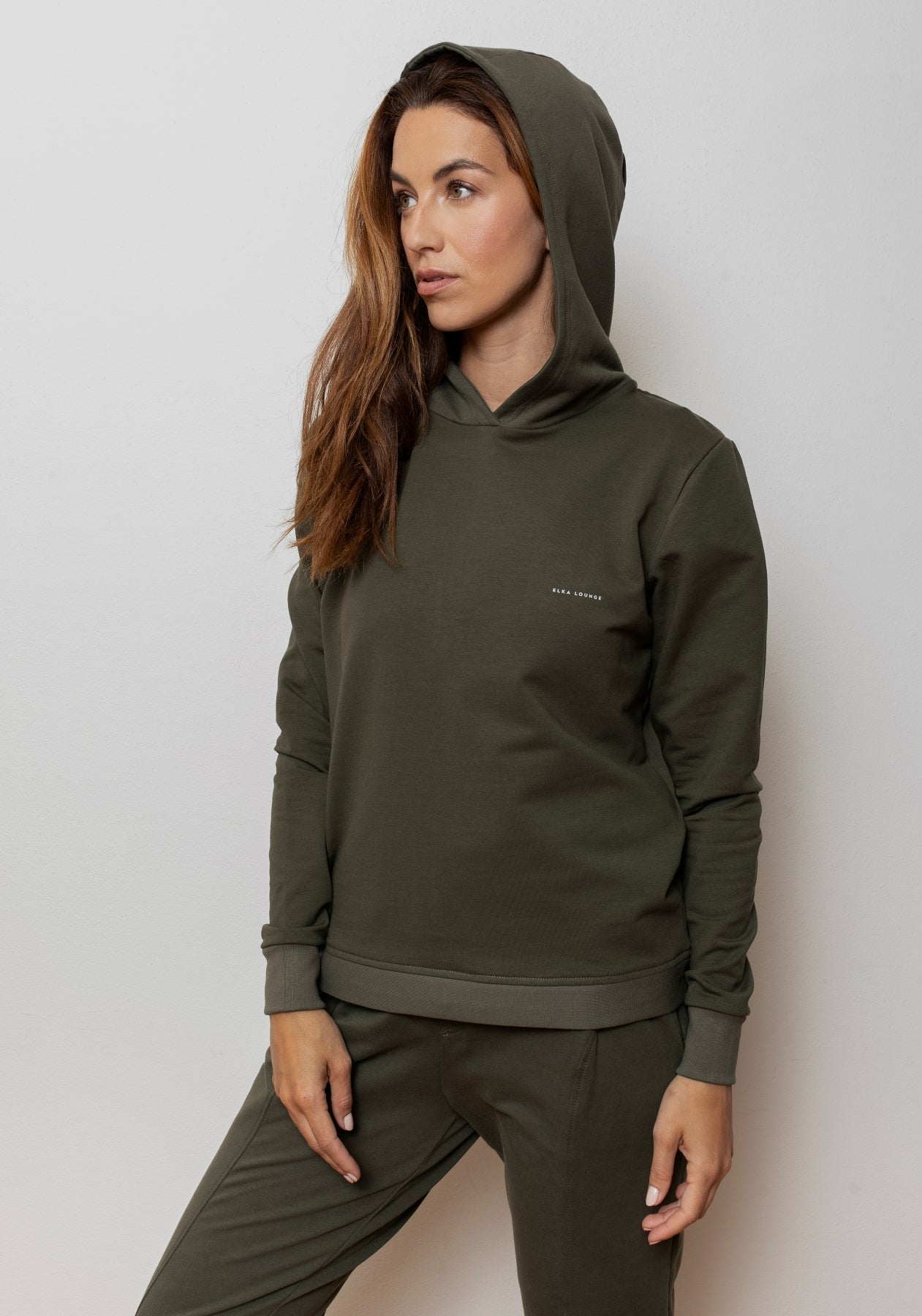 Women bluza bawełna organiczna Moss green brushed - regular update