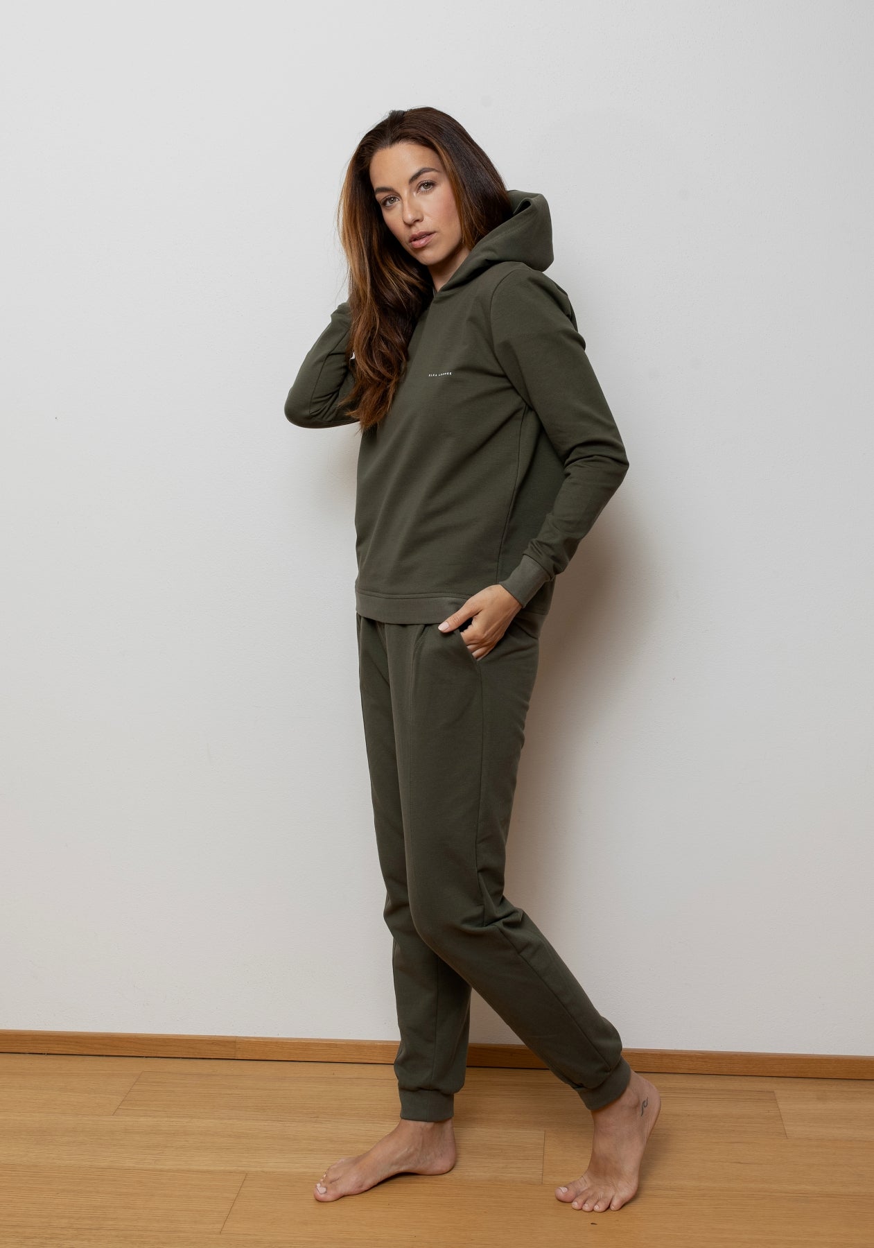 Women bluza bawełna organiczna Moss green brushed - regular update