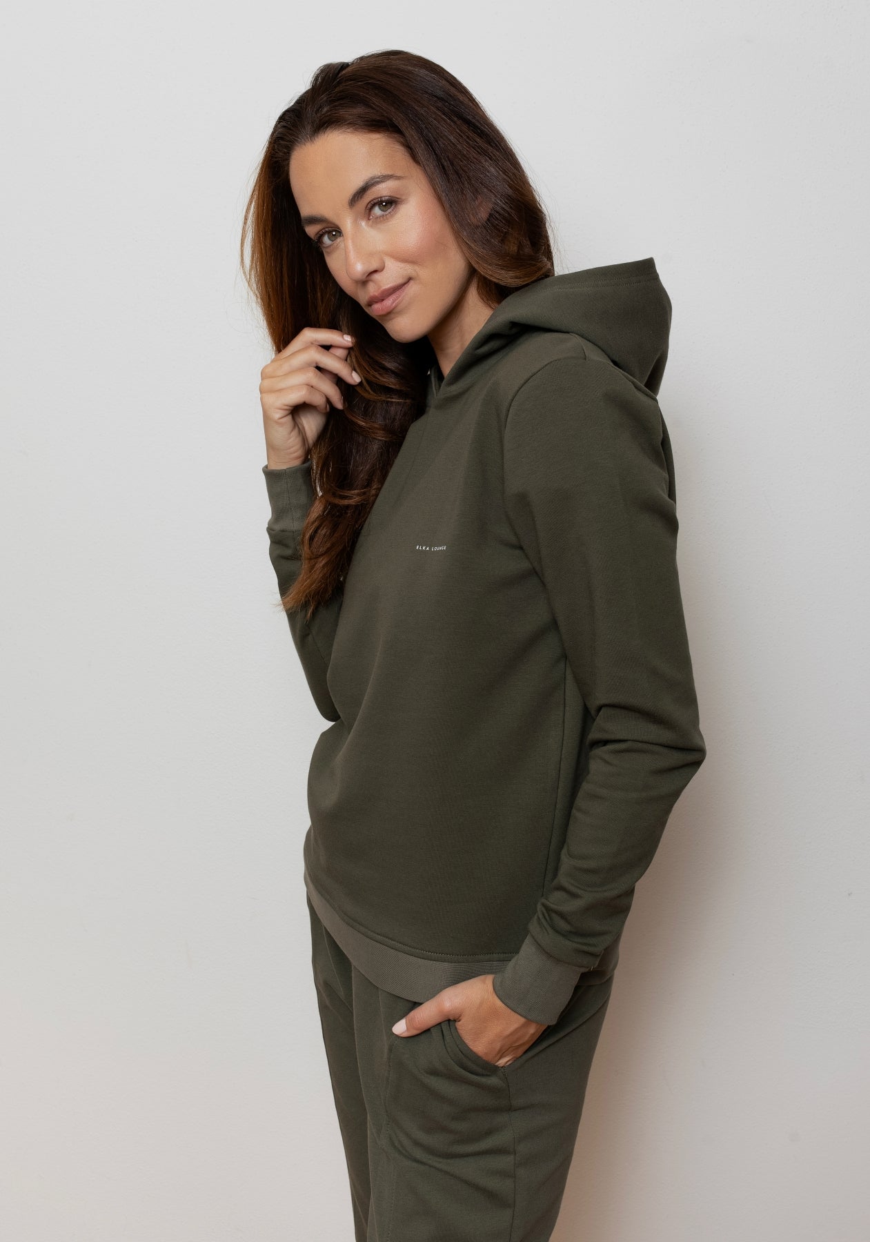 Women bluza bawełna organiczna Moss green brushed - regular update