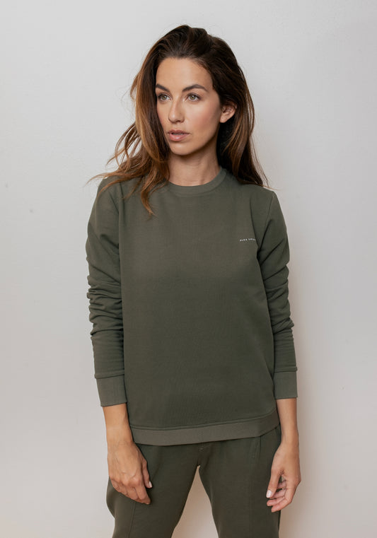 Women sweatshirt organic cotton Moss green brushed - regular update