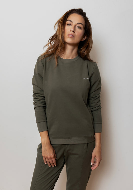 Women sweatshirt organic cotton Moss green brushed - regular update