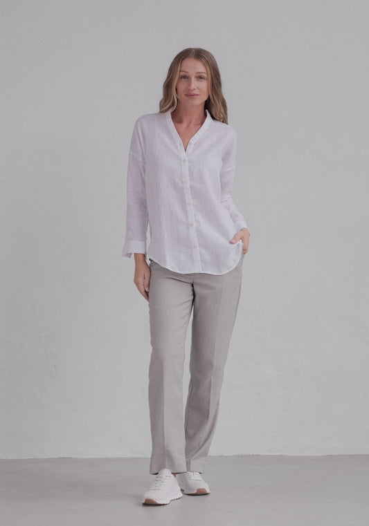 Women linen shirt loose fit White