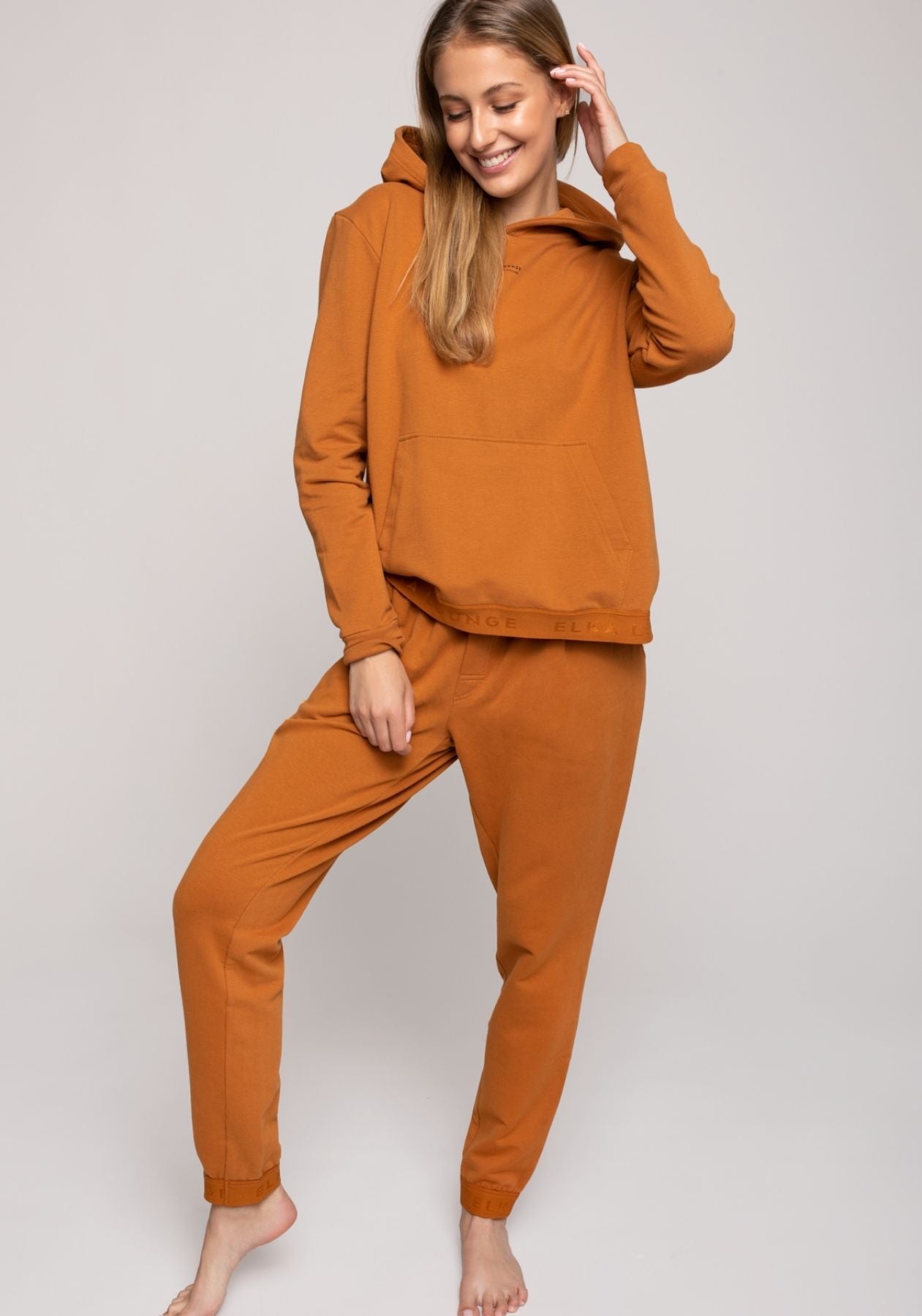 Women sweatpants organic cotton Burnt ochre