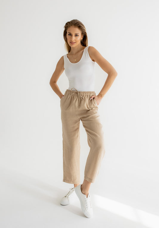 Women linen pants Beige natural