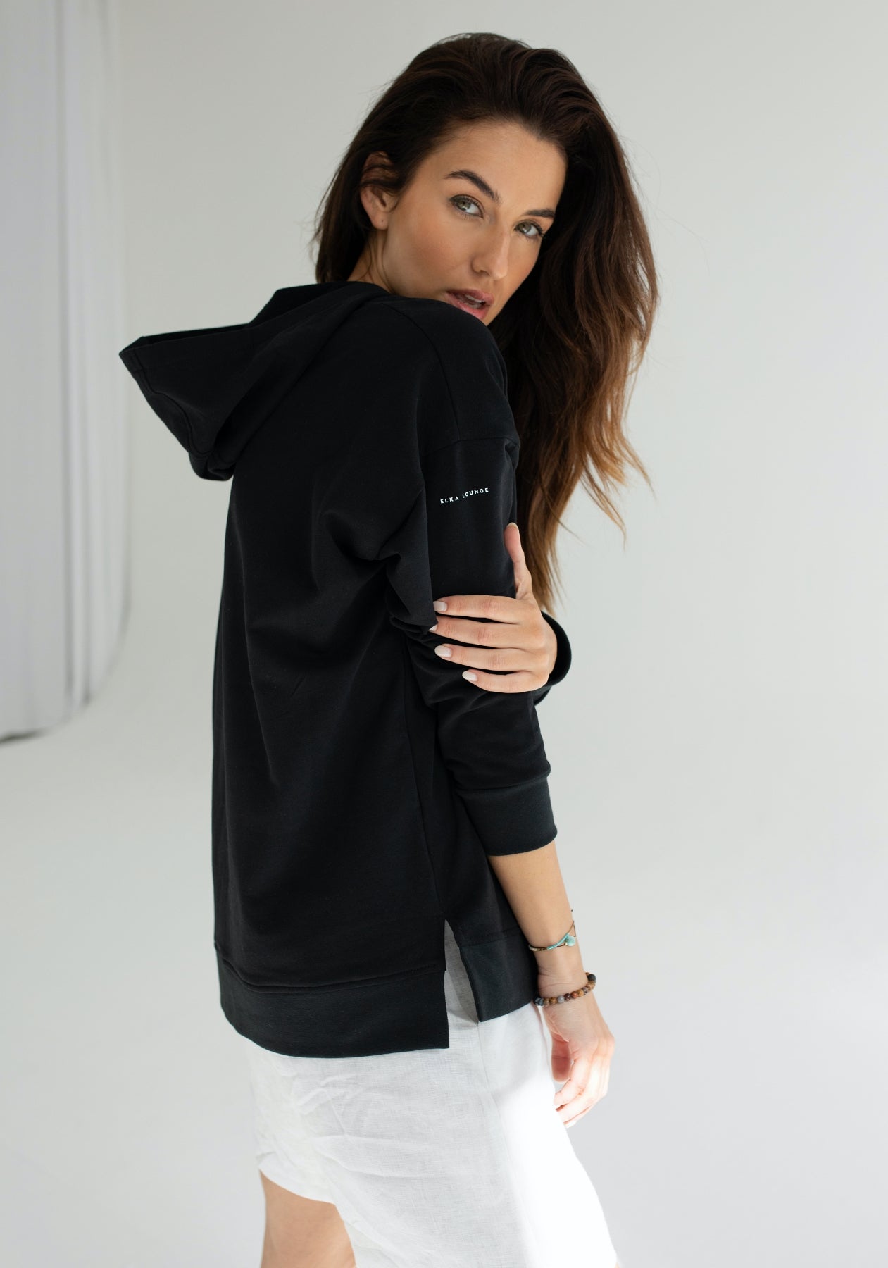 Women bluza bawełna organiczna Black - Oversized