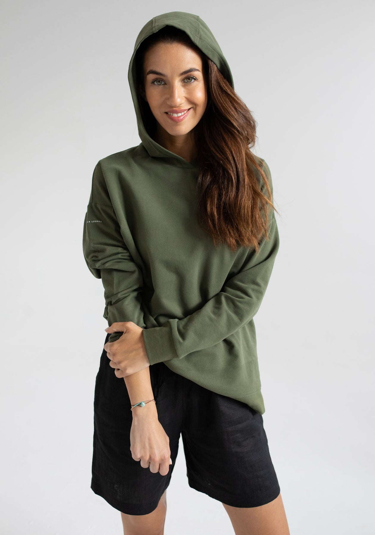 Women bluza bawełna organiczna Moss green - Oversized