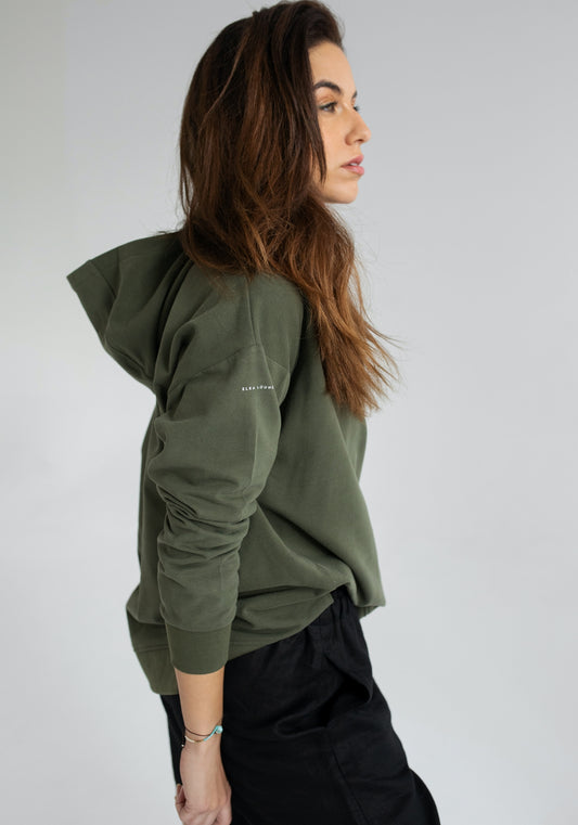 Women hoodie organic cotton Moss green - Oversized