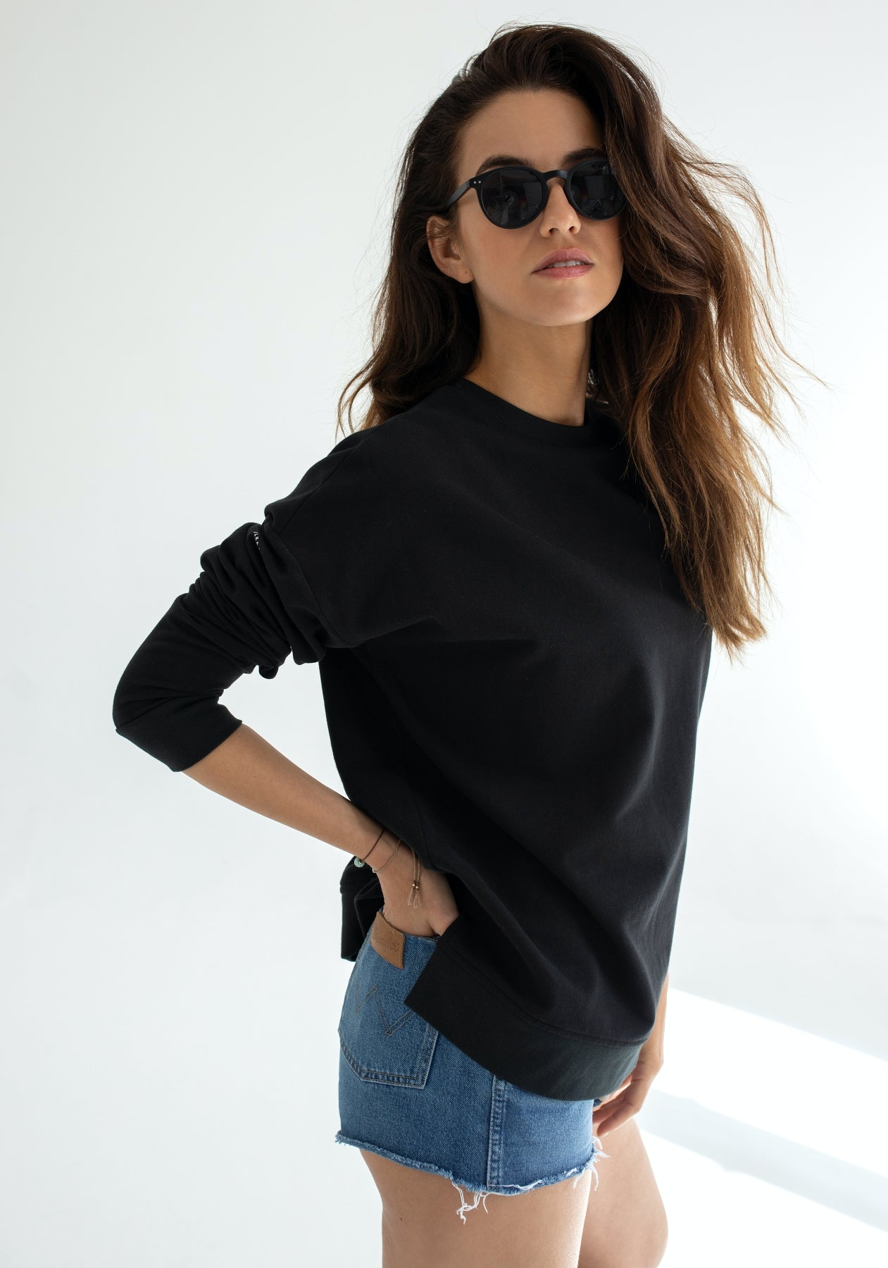 Dámska mikina bez kapucne z biobavlny brushed - Oversized