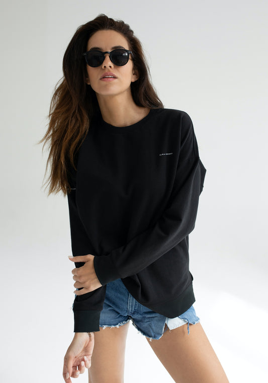 Women Sweatshirt organic cotton Black - Oversized