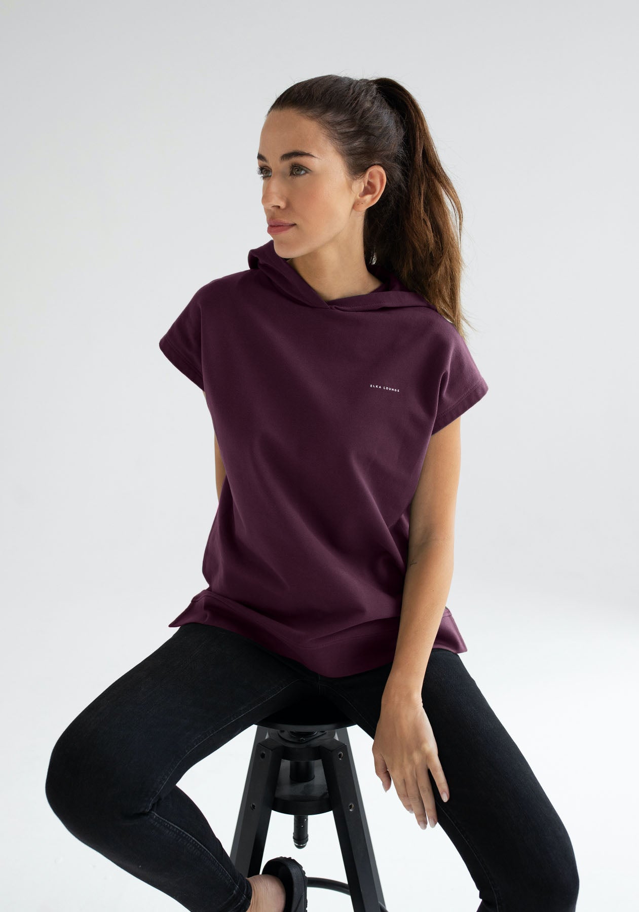 Women Sleeveless sweatshirt / vest organic cotton Purple - Oversized