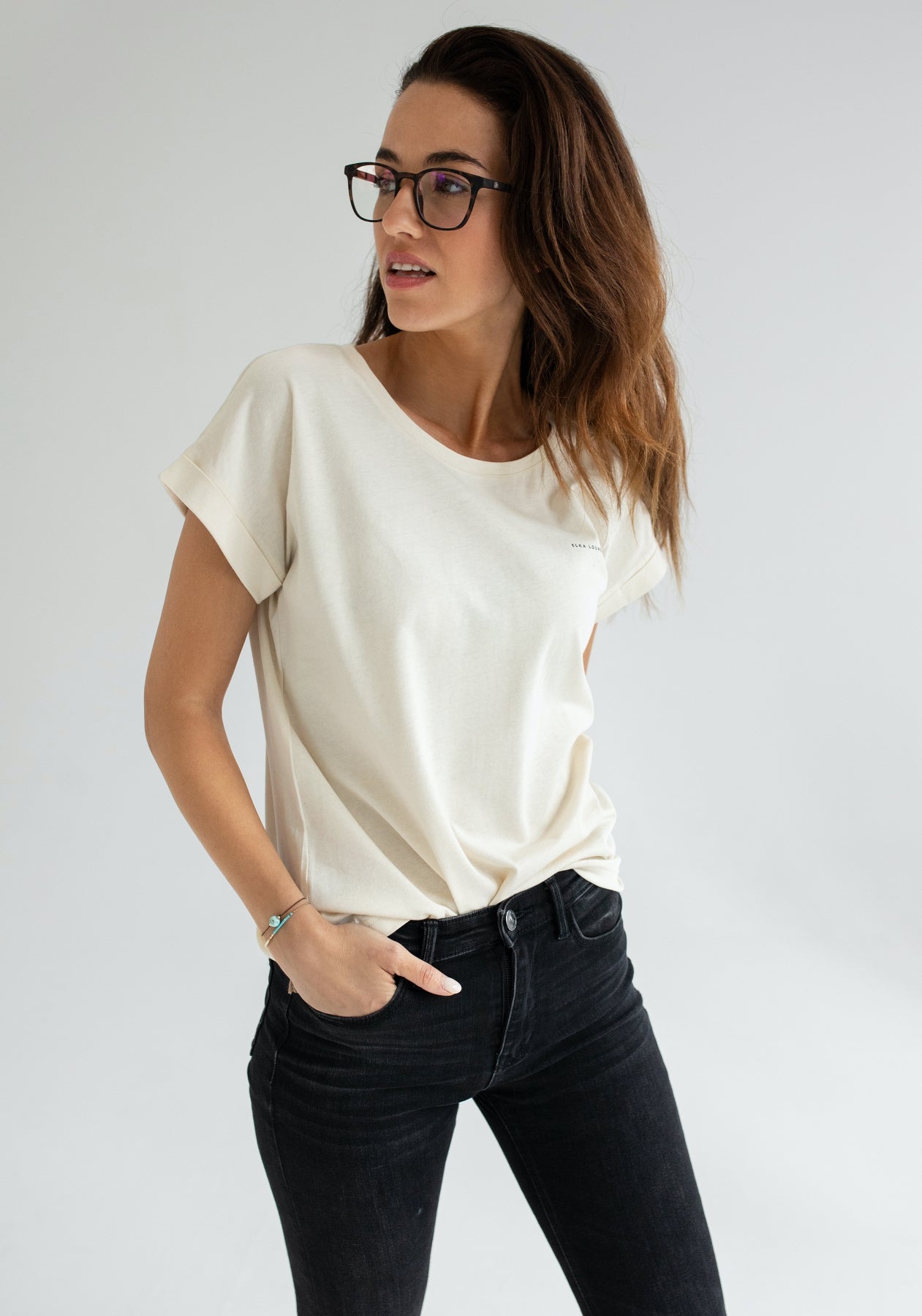 Women t-shirt organic cotton Offwhite natural - loose fit