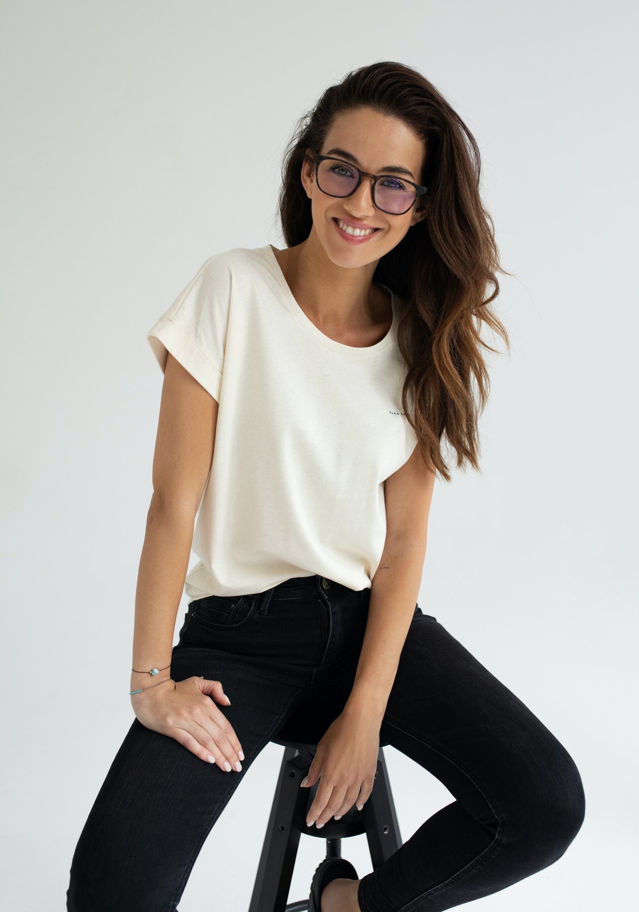 Women t-shirt organic cotton Offwhite natural - loose fit