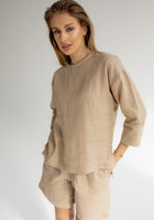 Women's linen top open back - regular fit