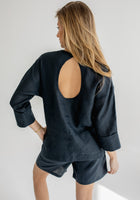 Women's linen top open back - regular fit
