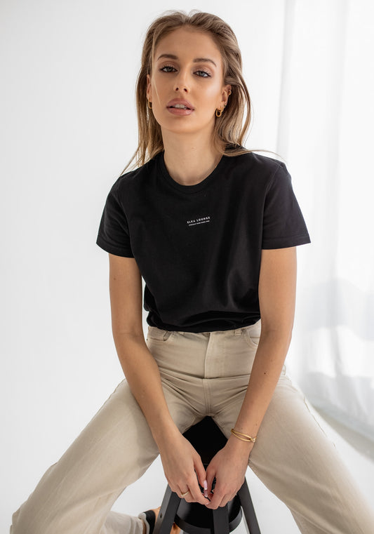 Women t-shirt organic cotton Black - ethically made Minimalist - regular