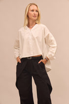 Women's organic cotton shirt with pleats - oversized