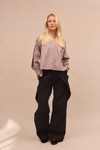 Women's organic cotton shirt with pleats - oversized