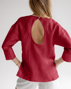 Women's linen top open back - regular fit